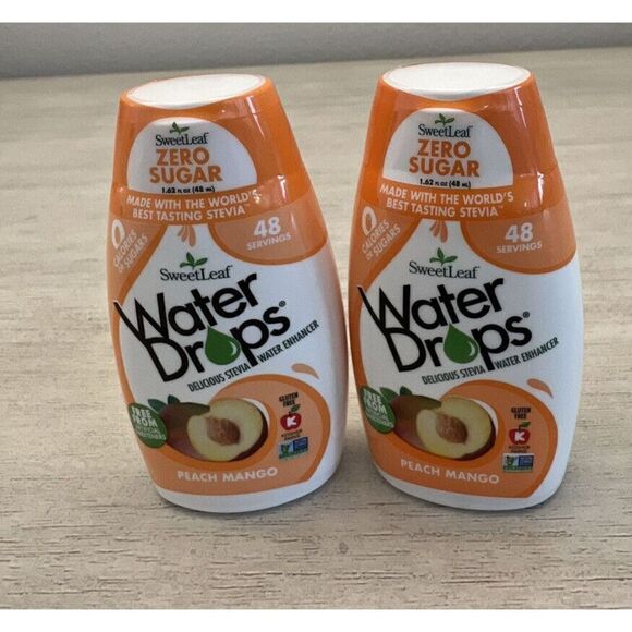 Sweet Leaf Water Drops - Peach Mango - 1.62 Fl Oz Lot Of 2 Bottles - Picture 1 of 3